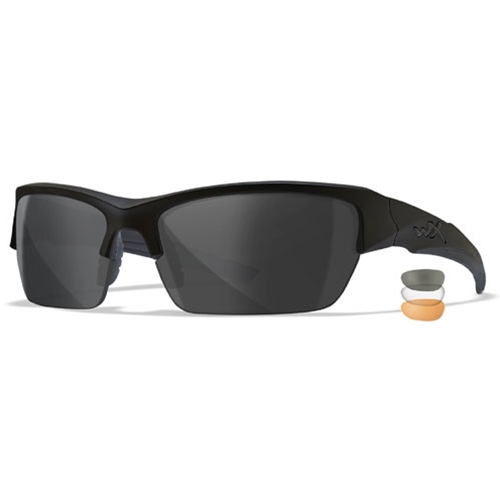 Wiley X WX VALOR Safety Glasses Matte Black Frame, Clear & Smoke Grey & Light Rust Lenses CHVAL06