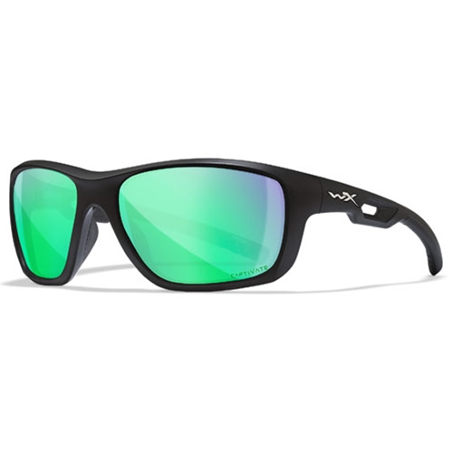 Wiley X WX ASPECT Safety Glasses Matte Black Frame, CAPTIVATE Polarized Green Mirror Lens ACASP17