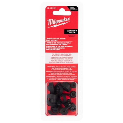 Milwaukee Jobsite Ear Buds Accessories Variety Pack of Tips Wings and Bands 49-16-0101