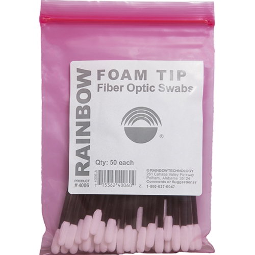 Rainbow Technology Fiber Optic Cleaning Foam Tip Swabs 50 Per Package 4006