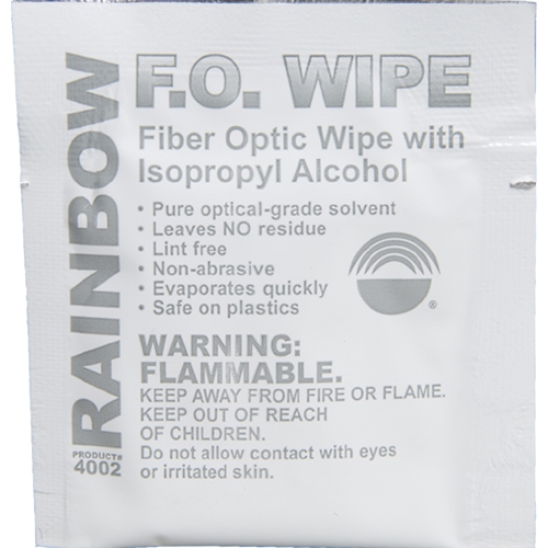 Rainbow Technology Fiber Optic Cleaning Wipe Pre-Moistened 50 Per Package 4002
