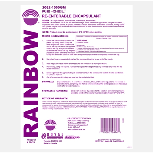 Rainbow Technology Re Gel Re Enterable Encapsulant One Quart Kit 79474
