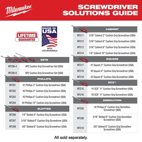 Milwaukee MT200-6 Cushion Grip Screwdriver Set