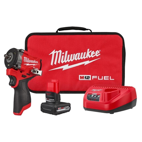 Milwaukee M12 FUEL Stubby 3/8 Inch Impact Wrench Kit With One Battery 2562-21